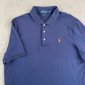 Polo Ralph Lauren Polo Shirt Men Medium Navy Classic Fit Flesh Pony Short Sleeve